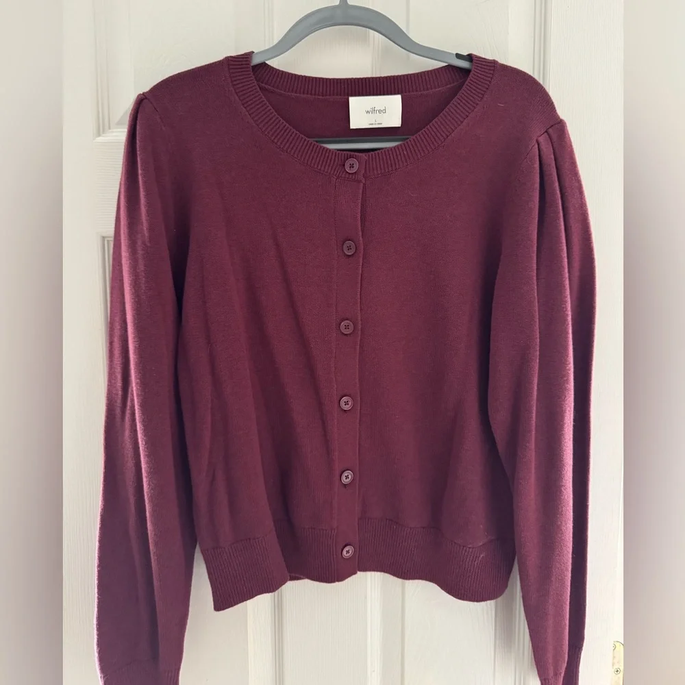 Aritzia Wilfred Moonrise Cardigan Spiced Burgundy Size Large NWOT - Picture 2 of 10